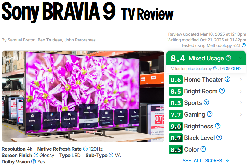 Sony BRAVIA 9 TV Review